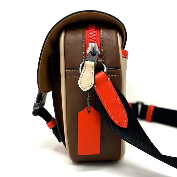 Coach Track Crossbody In Colorblock With Coach Stamp Steam Beige Leather CH106 - Picture 7 of 8